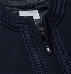 4SDesigns - Virgin Wool-Blend Felt Zip-Up Cardigan - Blue