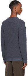 Giorgio Armani Blue Cotton Rib Half Fisherman's Sweater