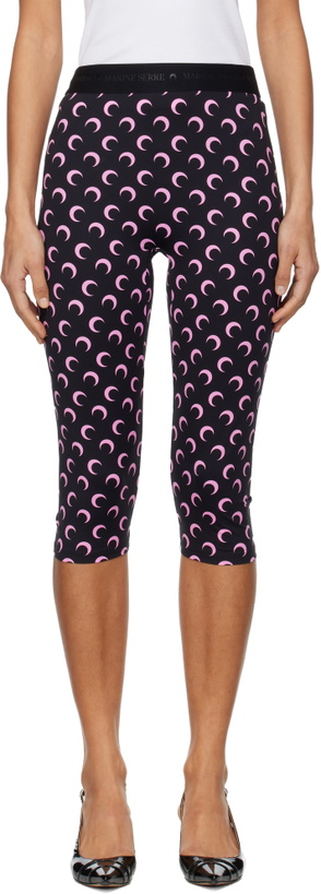 Photo: Marine Serre Black Recycled Moon Jersey Capri Leggings