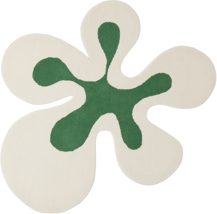 Photo: Rashelle SSENSE Exclusive Off-White & Green Groovy Flubber Rug