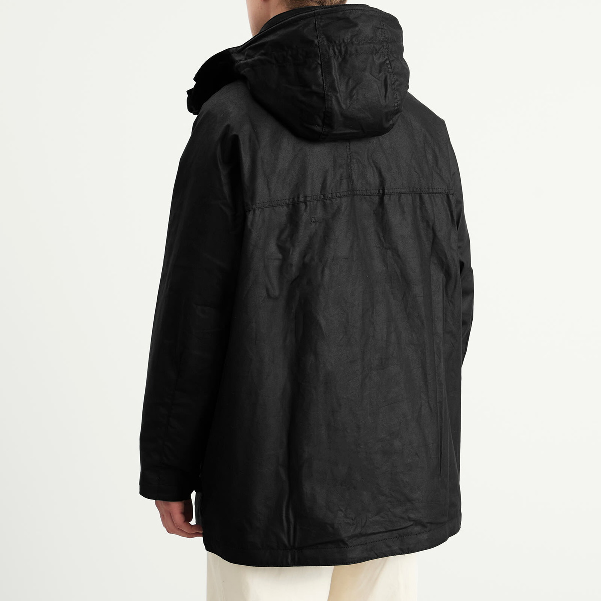 Barbour Men's x Margaret Howell Stand Collar Wax Parka Jacket in Black