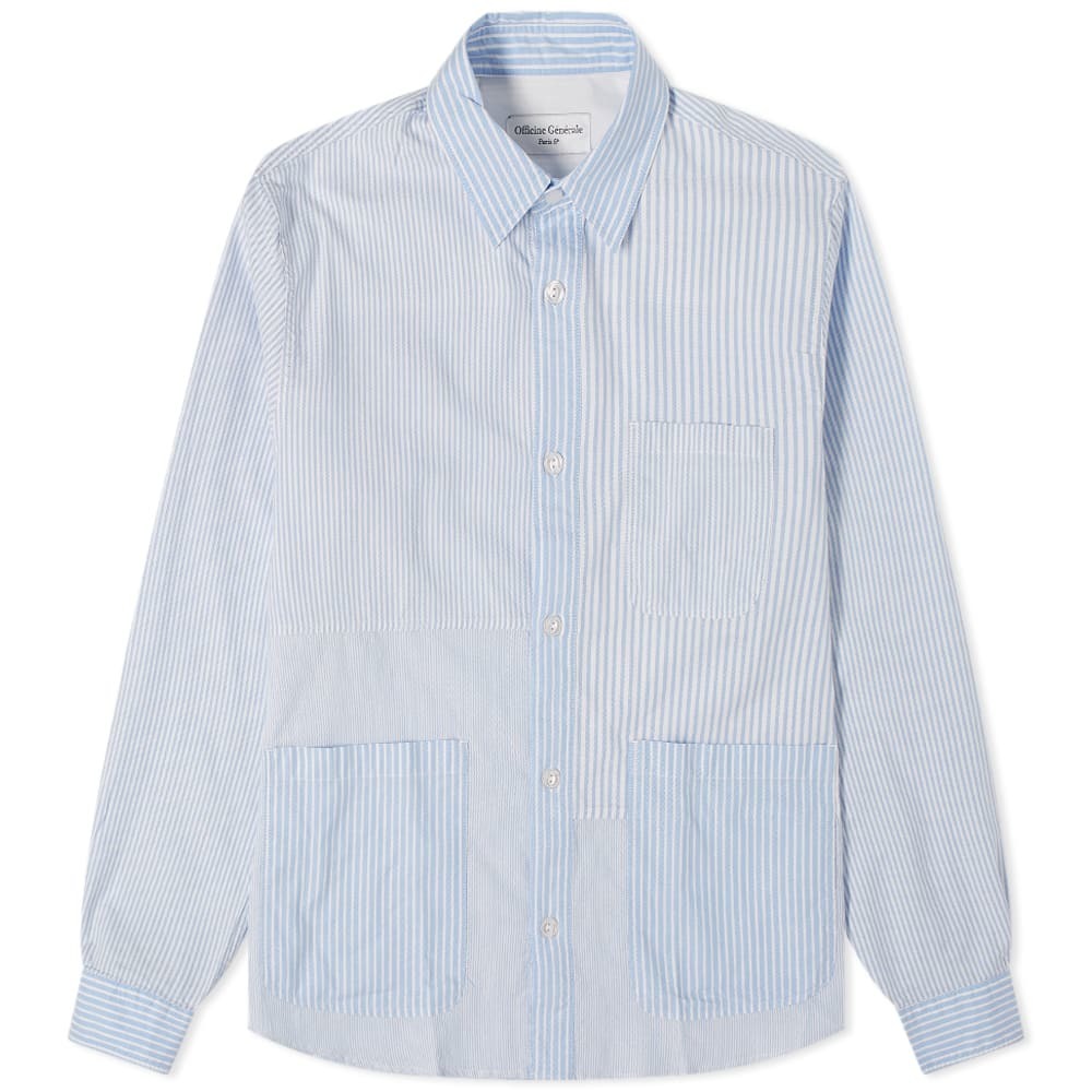 Officine Generale Tony Multi Stripe Patch Shirt Officine Generale