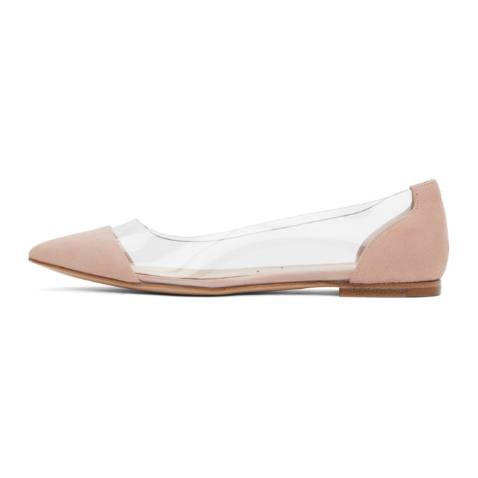 Gianvito Rossi Pink Suede Plexi Ballerina Flats Gianvito Rossi