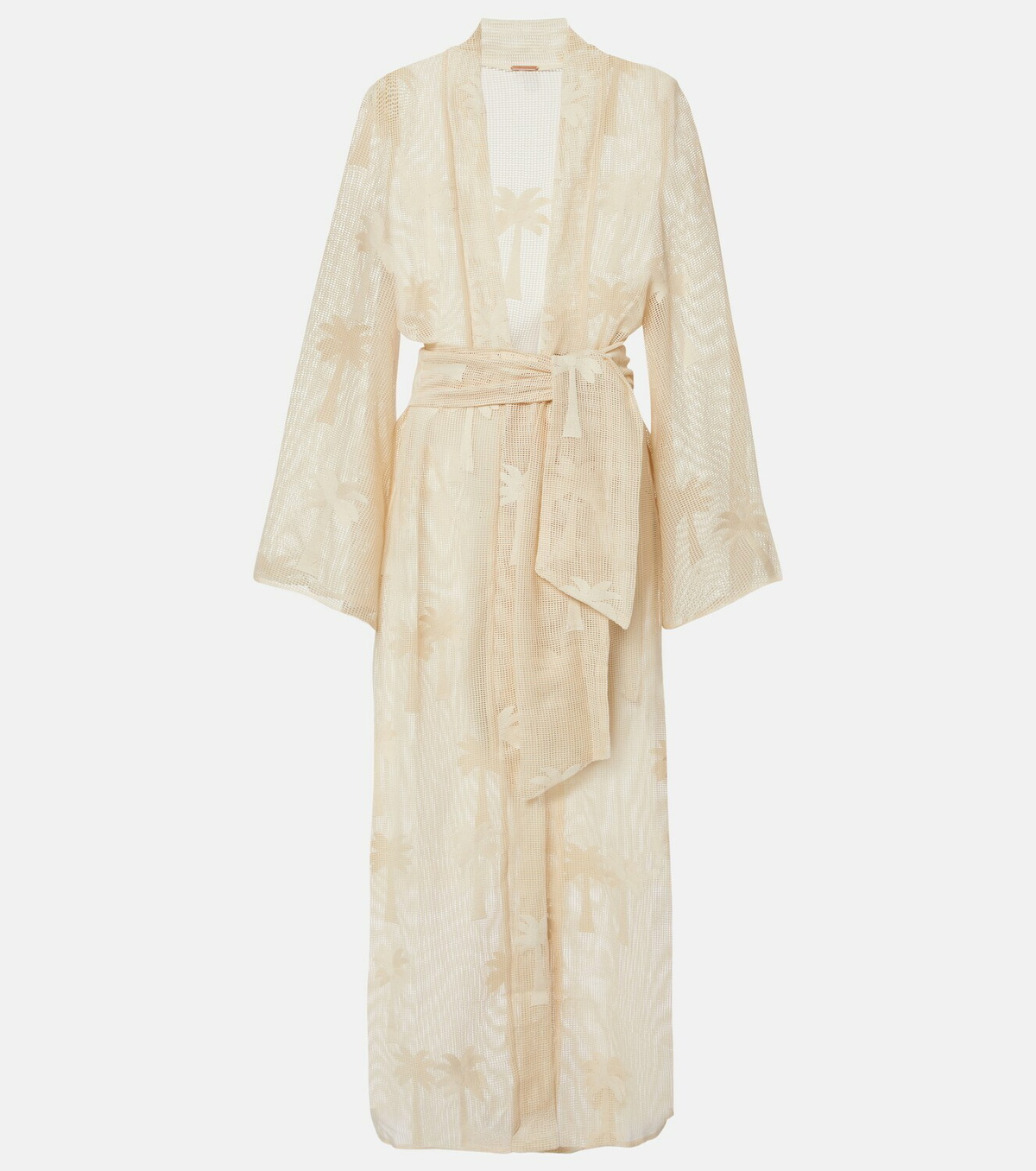 Johanna Ortiz Belted embroidered cotton mesh kaftan