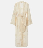Johanna Ortiz Belted embroidered cotton mesh kaftan