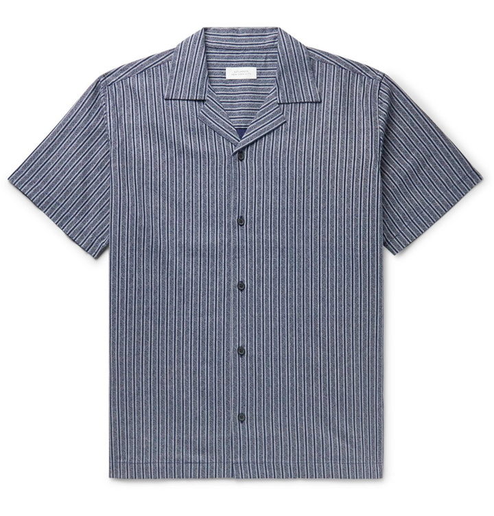 Photo: Saturdays NYC - Canty Camp-Collar Indigo-Dyed Linen and Cotton-Blend Shirt - Blue