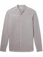 Boglioli - Grandad-Collar Striped Linen and Cotton-Blend Shirt - Neutrals