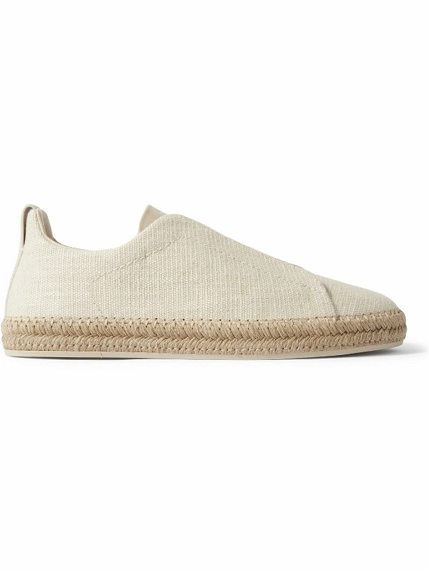 Photo: Zegna - Triple Stitch™ Leather-Trimmed Canvas Slip-On Sneakers - Neutrals