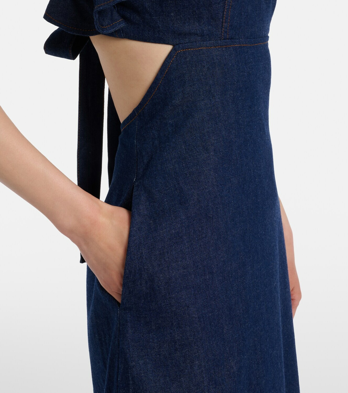 Zimmermann Aster ruffled denim midi dress