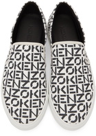 Kenzo Black & White Logo Slip-On Sneakers