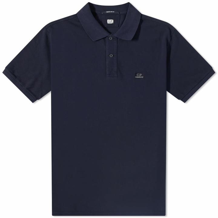 Photo: C.P. Company Men's Patch Logo Polo Shirt in Total Eclipse