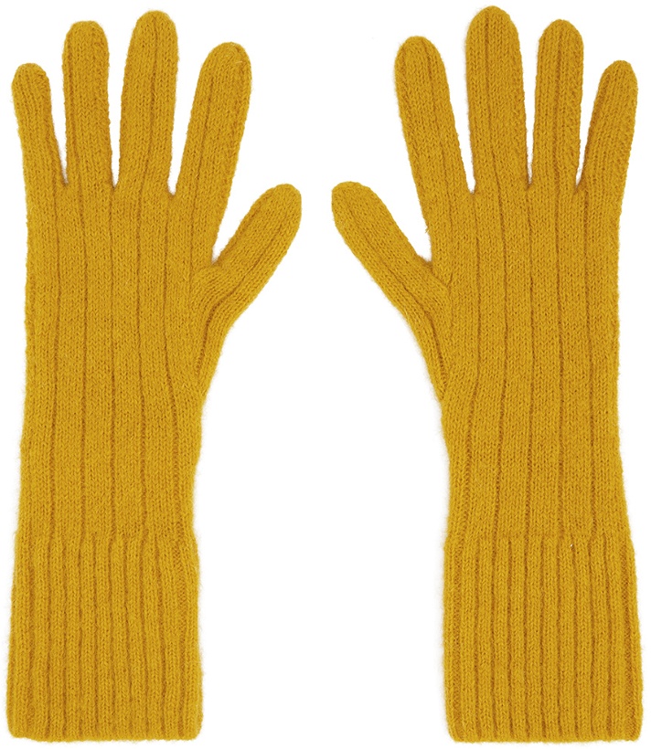 Photo: Dries Van Noten Yellow Ribbed Gloves