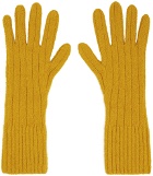 Dries Van Noten Yellow Ribbed Gloves