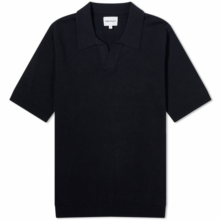 Photo: Norse Projects Men's Leif Cotton Linen Polo Shirt in Dark Navy