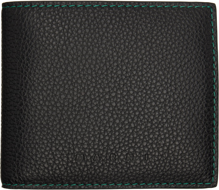 Photo: Marni Black Contrast Stitching Leather Bifold Wallet
