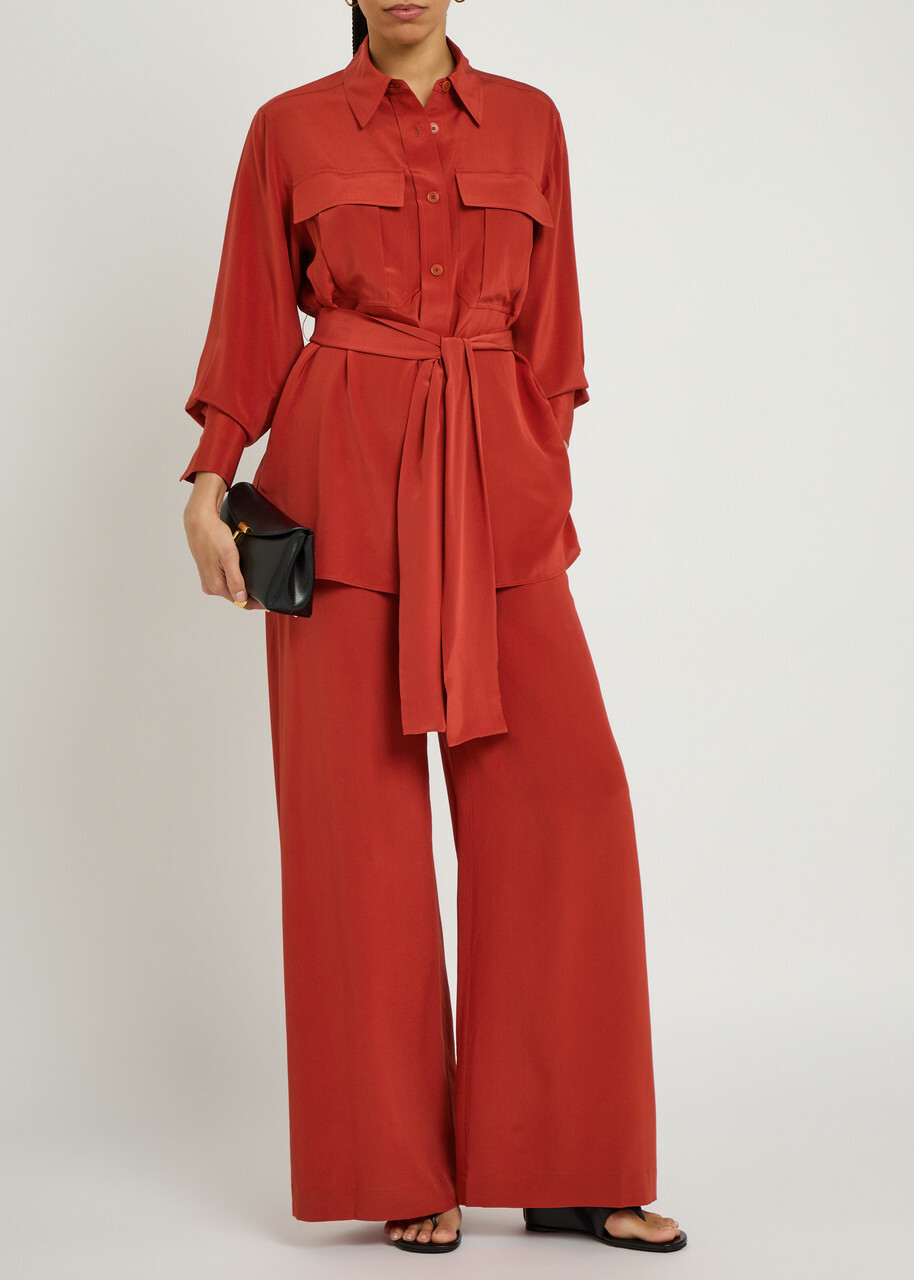 Joseph Rihani Wide-leg Silk Trousers Red