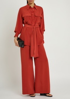Joseph Rihani Wide-leg Silk Trousers Red