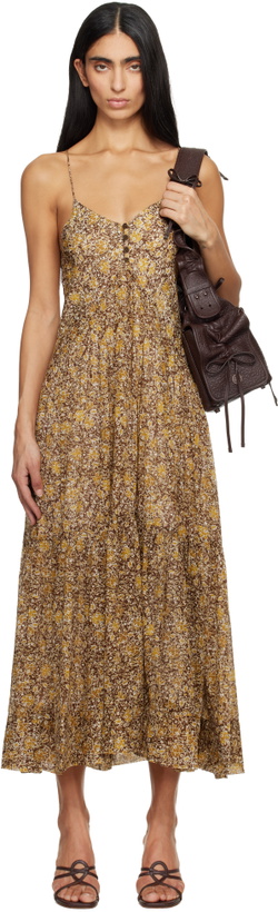 Photo: Isabel Marant Etoile Brown & Khaki Sabba Midi Dress