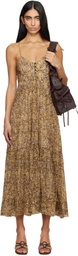 Isabel Marant Etoile Brown & Khaki Sabba Midi Dress