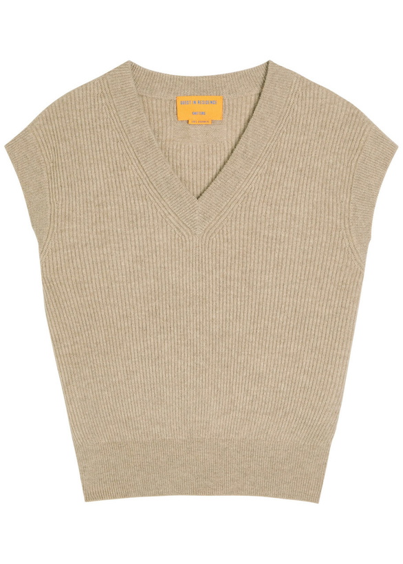 Photo: Guest In Residence Ribbed Cashmere Vest Taupe