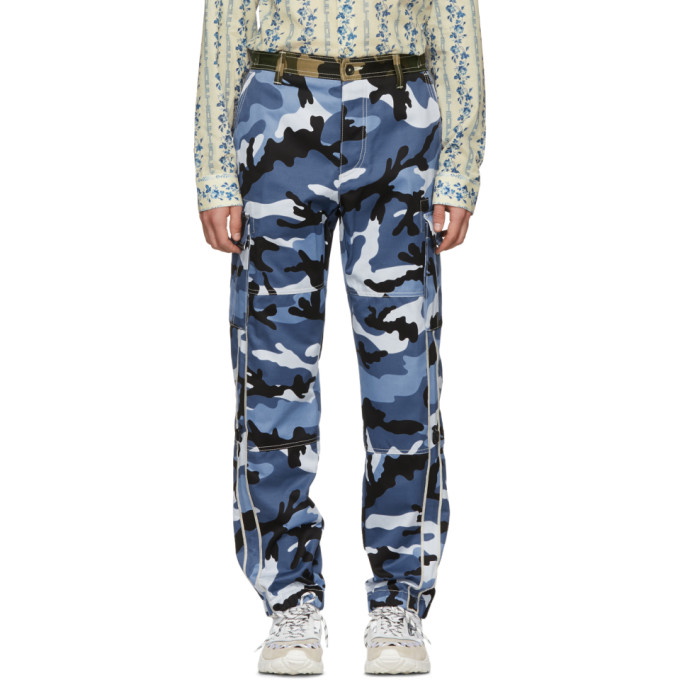 Photo: Valentino Blue Camouflage Cargo Trousers