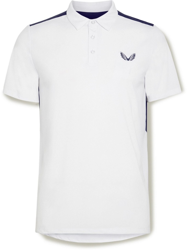 Photo: CASTORE - Logo-Print Mesh-Panelled Stretch Tech-Jersey Golf Polo Shirt - White
