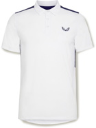 CASTORE - Logo-Print Mesh-Panelled Stretch Tech-Jersey Golf Polo Shirt - White