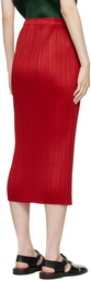 PLEATS PLEASE ISSEY MIYAKE Red New Colorful Basics 3 Midi Skirt