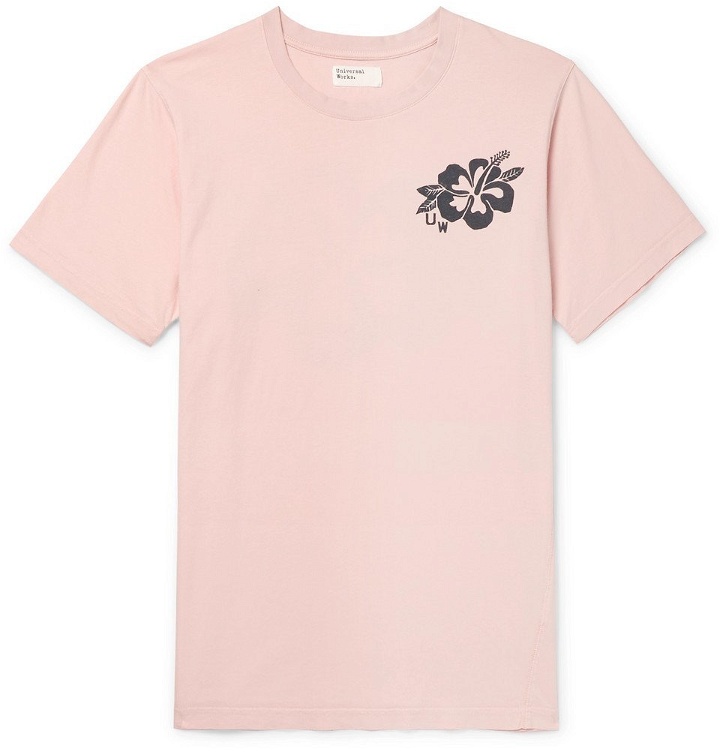 Photo: Universal Works - Printed Cotton-Jersey T-Shirt - Men - Pink