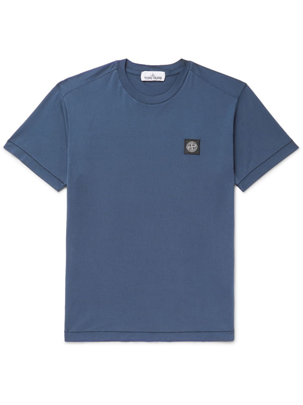 Photo: Stone Island - Logo-Appliquéd Cotton-Jersey T-Shirt - Blue