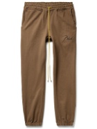 Rhude - Tapered Logo-Embroidered Cotton-Jersey Sweatpants - Brown