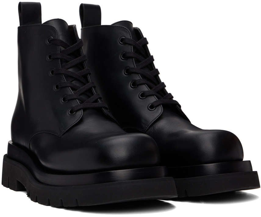Bottega Veneta Black Lug Lace-Up Boots