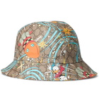 GUCCI - Disney Printed Monogrammed Coated-Canvas Bucket Hat - Neutrals