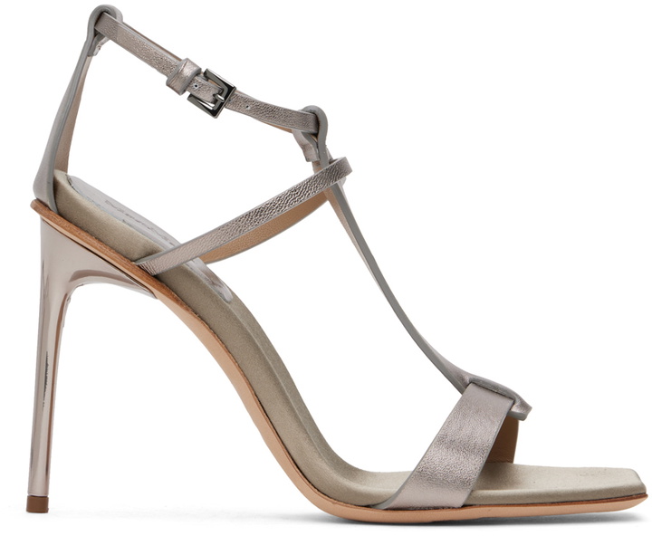 Photo: Max Mara Gray Metallic Nappa Leather Sandals