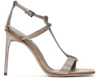 Max Mara Gray Metallic Nappa Leather Sandals