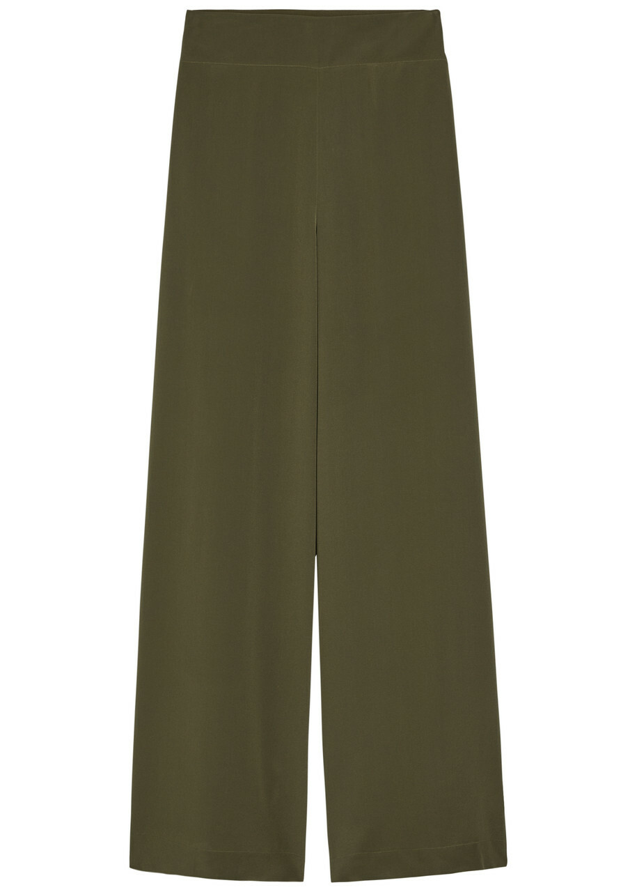 Joseph Rihani Wide-leg Silk Trousers Dark Green