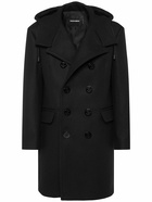 DSQUARED2 Felted Wool Blend Double Breasted Coat