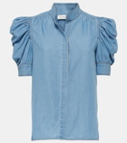 Frame Puff-sleeve denim blouse