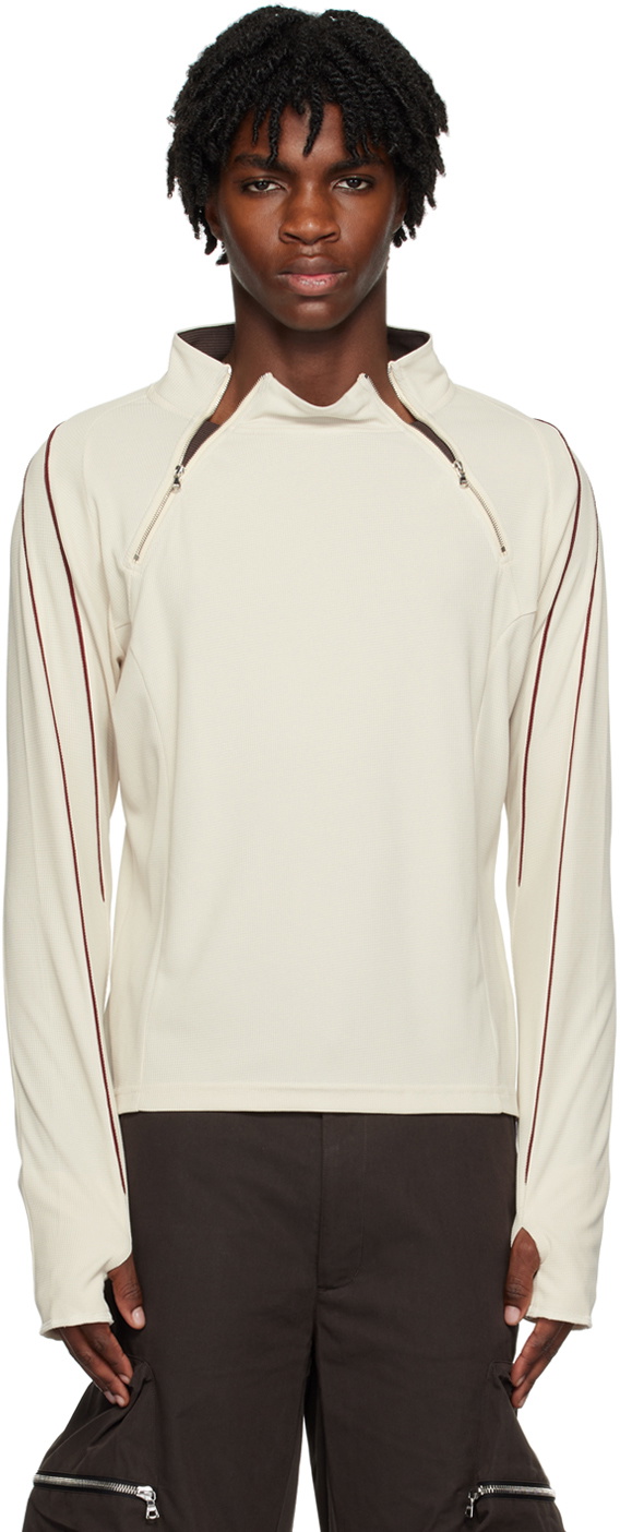 CMMAWEAR Beige Dual Zip Long Sleeve T-Shirt