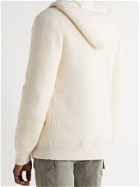 BRUNELLO CUCINELLI - Ribbed Cashmere and Shell Hooded Down Cardigan - White