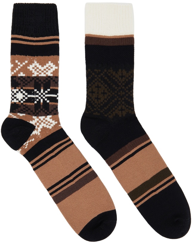 Photo: Sacai Brown & Black Rug Socks