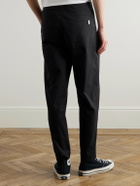 Folk - Assembly Straight-Leg Pleated Cotton-Blend Seersucker Trousers - Black