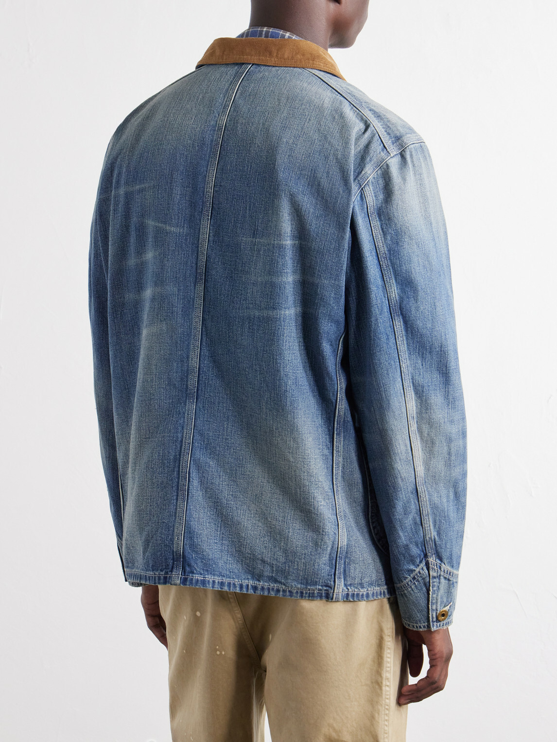 RRL - Stockton Corduroy-Trimmed Denim Jacket - Blue