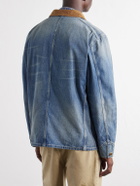 RRL - Stockton Corduroy-Trimmed Denim Jacket - Blue