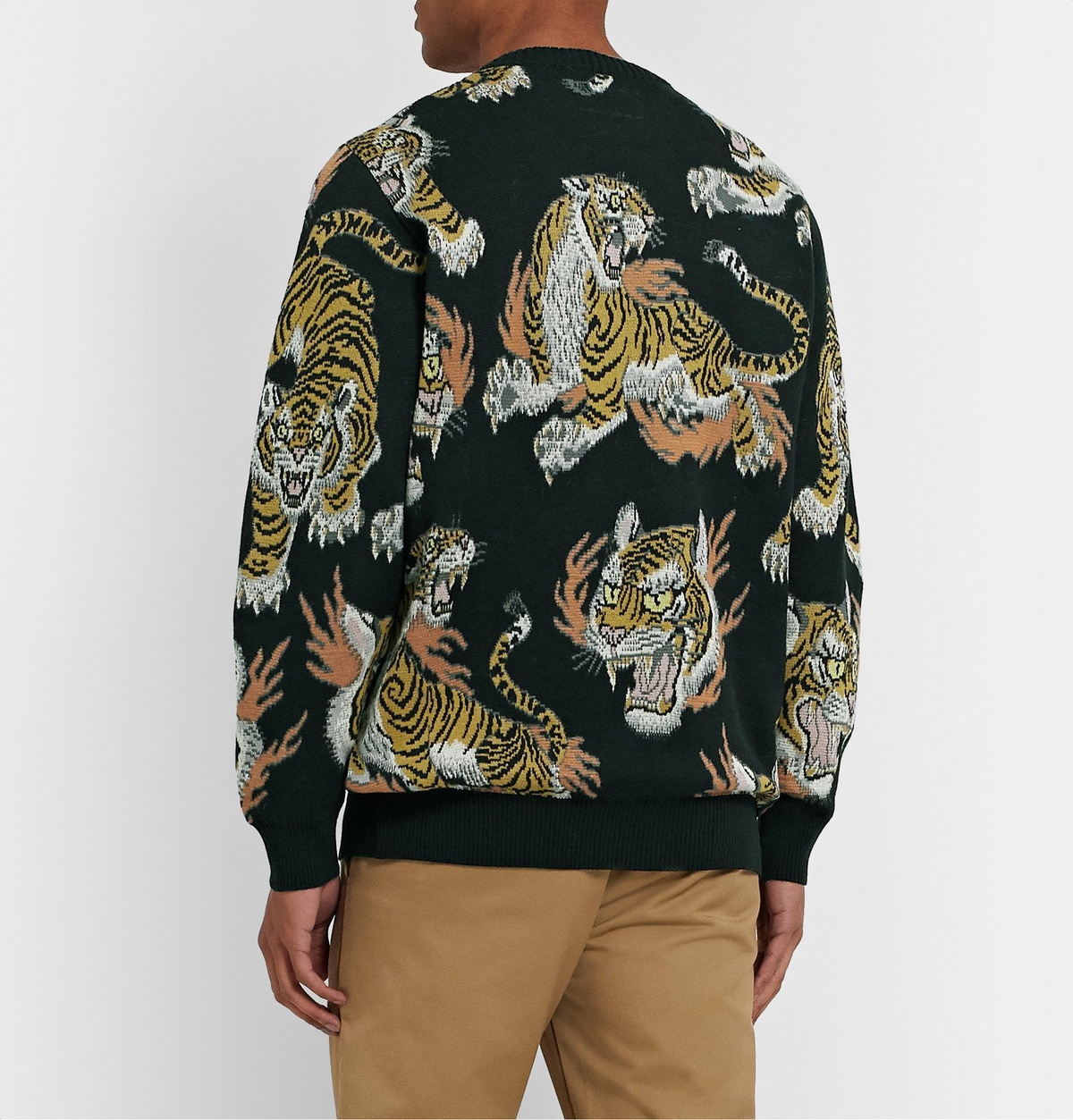 Wacko Maria - Tim Lehi Tiger Cotton-Jacquard Sweater - Black Wacko