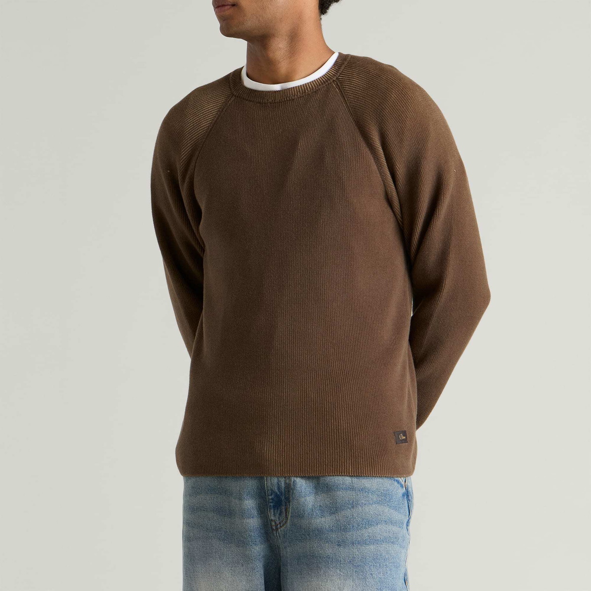 Dime Men's Printed Rib Sweater in Brown/Tan