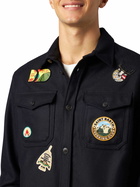 MC2 Saint Barth Man Wooly Blue Overshirt With Pockets And Patches