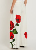 Alice + Olivia Blaire Floral-print Pleated Wide-leg Trousers White And Red