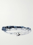Mikia - Bandana-Print Cotton, Vintage Denim and Multi-Stone Double-Wrap Bracelet