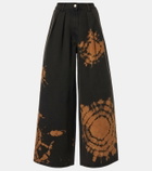 Alanui Printed cotton wide-leg pants